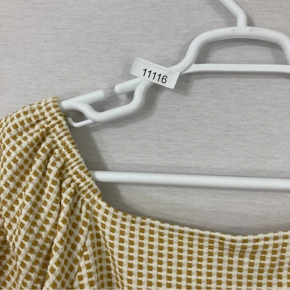 New Ava & Viv Yellow Gingham Square Neck Stretch Knit Top 4X - Picture 9 of 9